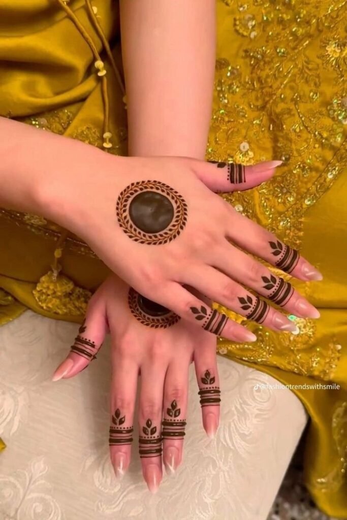circular mehndi design back hand